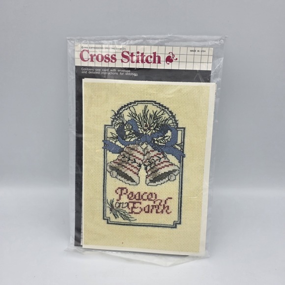 Expressions Greeting Card Other - Vtg‎ 1988 Expressions Greeting Card Cross Stitch Pattern Peace On Earth USA